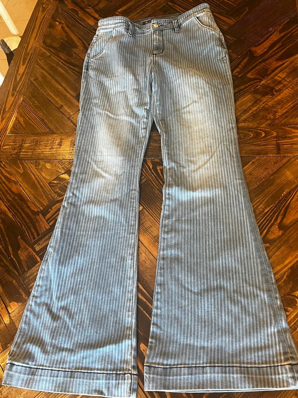 Miss Me High Rise Flare Jeans Women 30 Striped Cowgirl Western Aztec Boho Stain